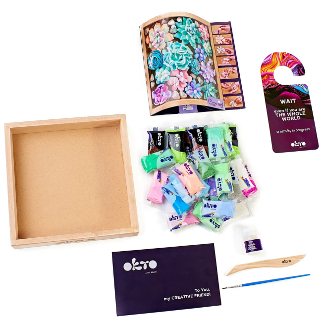 Наборы для лепки - Набор для творчества OKTO Wood and Craft Суккуленты Нежность (10010)#2