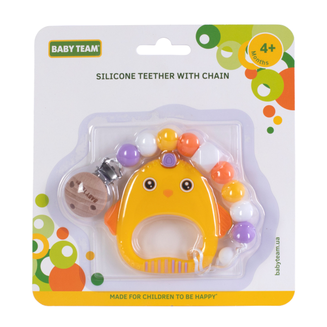 Брязкальця, прорізувачі - Прорізувач Baby Team Курча з ланцюжком (4055/4055-2)#2