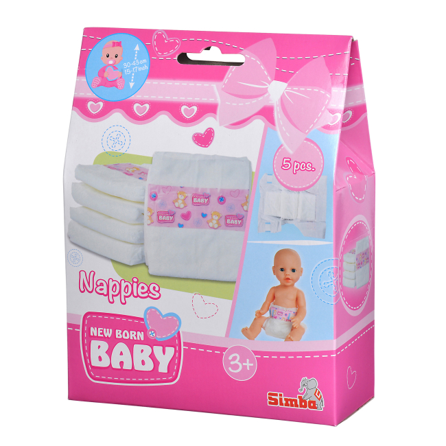 Одяг та аксесуари - Підгузки для пупса ​New Born Baby 30-43 см 5 штук (5560019)#3