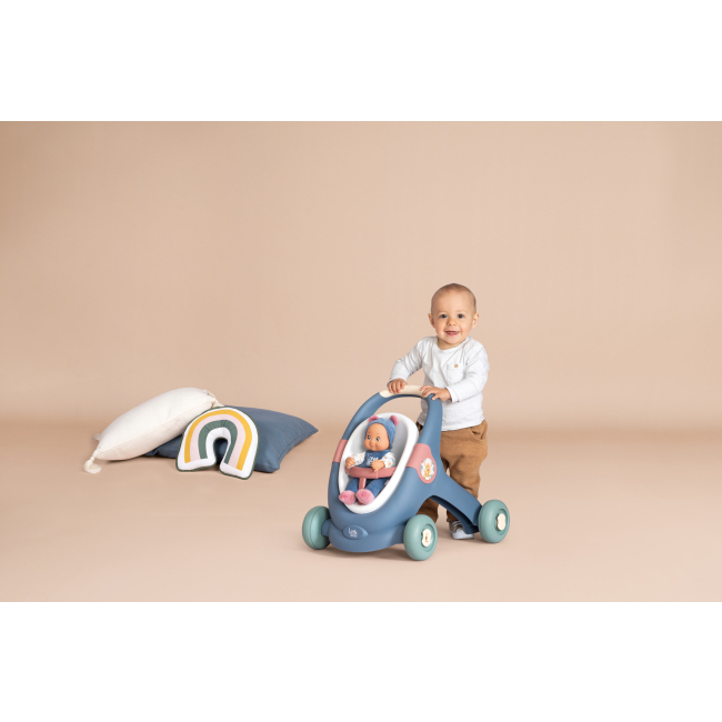 Транспорт і улюбленці - Коляска Smoby Little Прогулянка синя 3 в 1 з пупсом (140308)#4