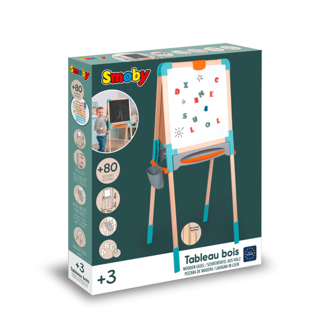 Детская мебель - Деревянный мольберт Smoby Toys Веселое обучение двухсторонний (410401)#3