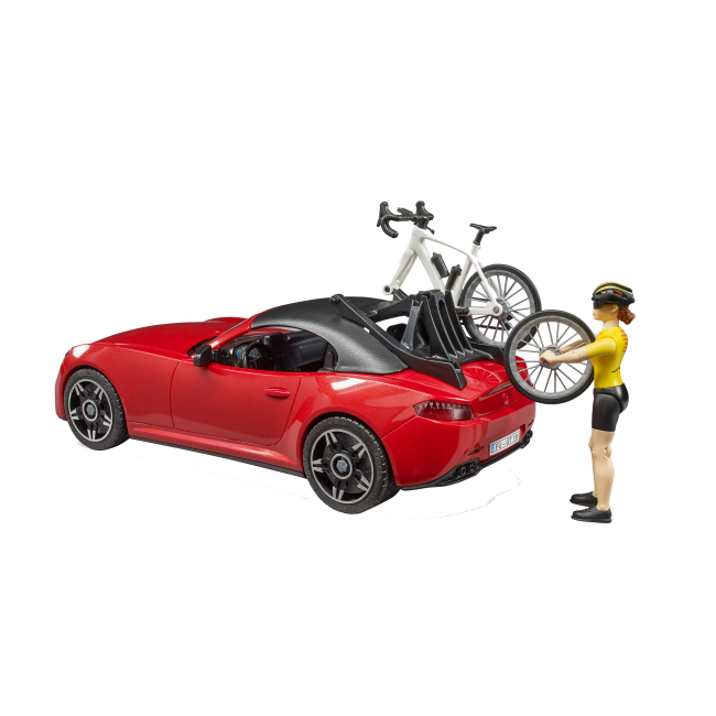 Автомоделі - Ігровий набір Bruder Автомобіль Roadster з велосипедом та фігуркою (03485)#4