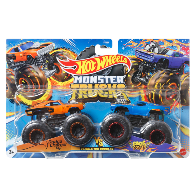 Автомоделі - Набір автомоделей Hot Wheels Monster Trucks Dodge Charger vs Rodger Dodger (FYJ64/HNX30)#4