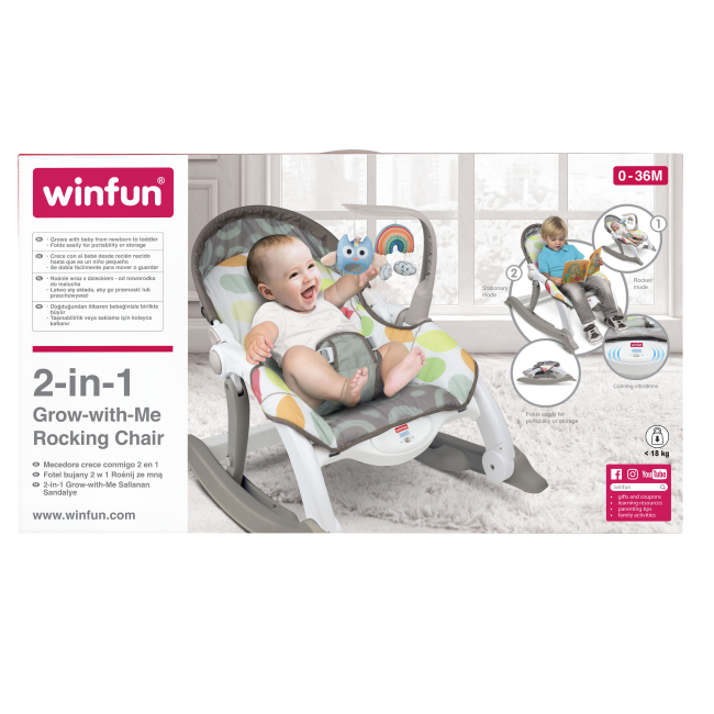 Крісла-качалки - Шезлонг-гойдалка WinFun Grow with me 2 в 1 сіра (802000-NI)#3