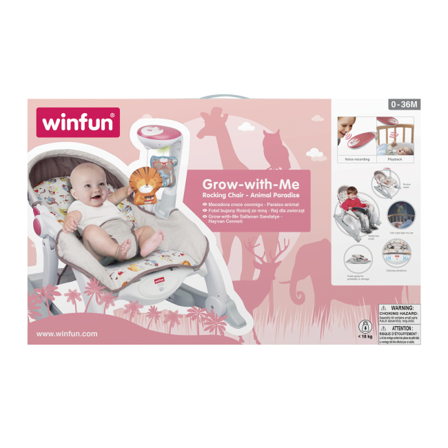 Крісла-качалки - Шезлонг-гойдалка WinFun Grow with me 2 в 1  рожева (802104-NL)#2