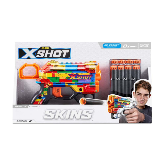 Помповое оружие - Скорострельный бластер X-Shot Skins Menace Striper (36515N)#3
