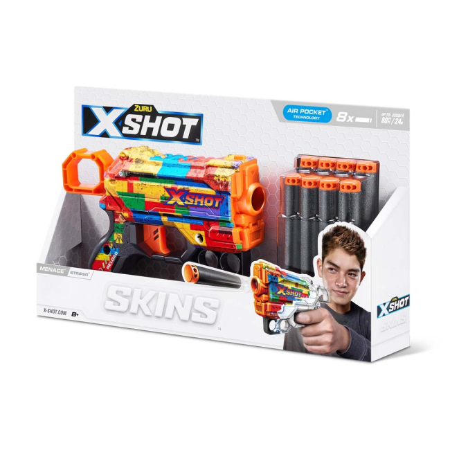 Помповое оружие - Скорострельный бластер X-Shot Skins Menace Striper (36515N)#4