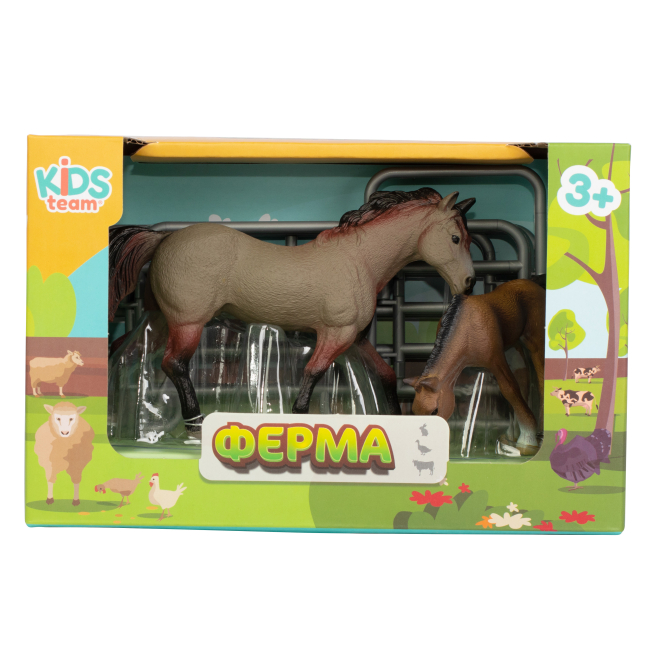 Фигурки животных - Набор фигурок Kids Team Ферма Конь саврасый серый и жеребец (Q9899-X5/1)#2