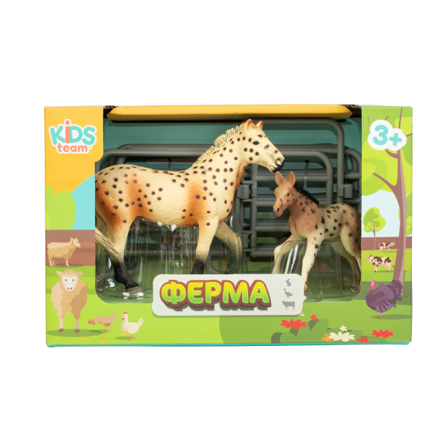 Фігурки тварин - Набір фігурок Kids Team Ферма Кінь Кнабструппер та лоша бежевий (Q9899-X5/4)#2