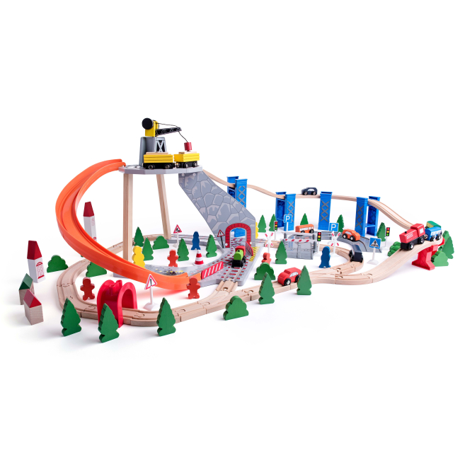 Железные дороги и поезда - Игровой набор Woody Железнодорожный путь с краном (90588)#2