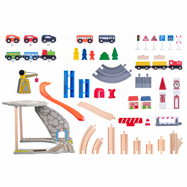 Железные дороги и поезда - Игровой набор Woody Железнодорожный путь с краном (90588)#3