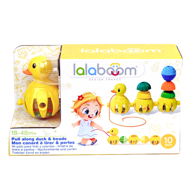 Розвивальні іграшки - Іграшка-каталка Lalaboom Качечка з текстурними намистинами (BL330)#2