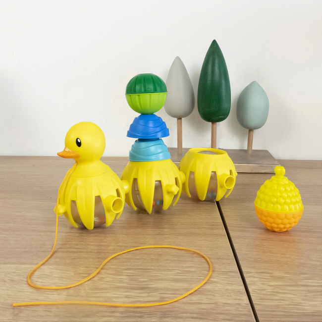 Розвивальні іграшки - Іграшка-каталка Lalaboom Качечка з текстурними намистинами (BL330)#5