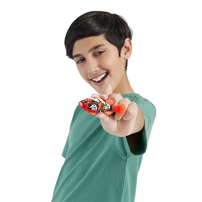 Фигурки животных - Интерактивная игрушка Robo Alive Роборыбка красная (7191-1)#3