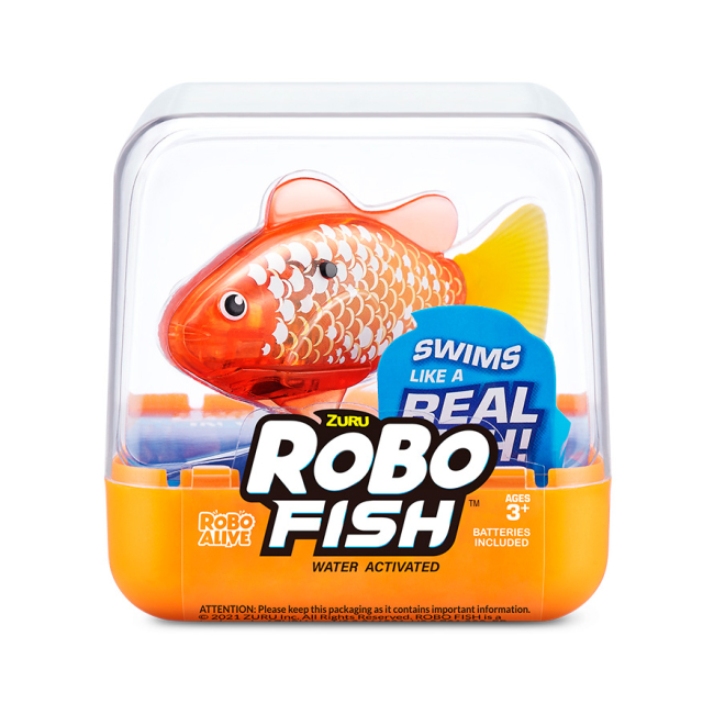 Фигурки животных - Интерактивная игрушка Robo Alive Роборыбка золотистая (7191-2)#2