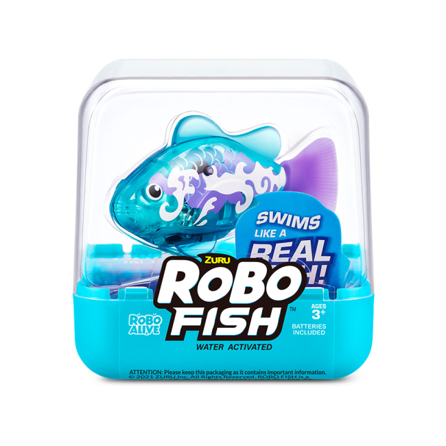 Фигурки животных - Интерактивная игрушка Robo Alive Роборыбка голубая (7191-3)#2