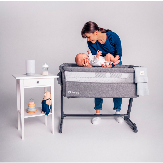 Манежи - Приставная кроватка Lionelo Theo grey stone natural (LO-THEO GREY STONE NATURAL)#5