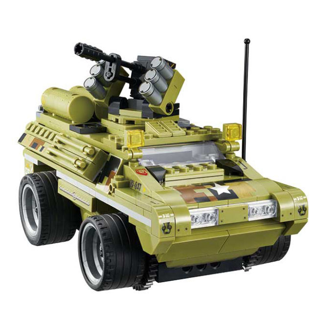 Конструктори з унікальними деталями - Конструктор Wise block Військовий броньований позашляховик на радіокеруванні (EU389047)#5