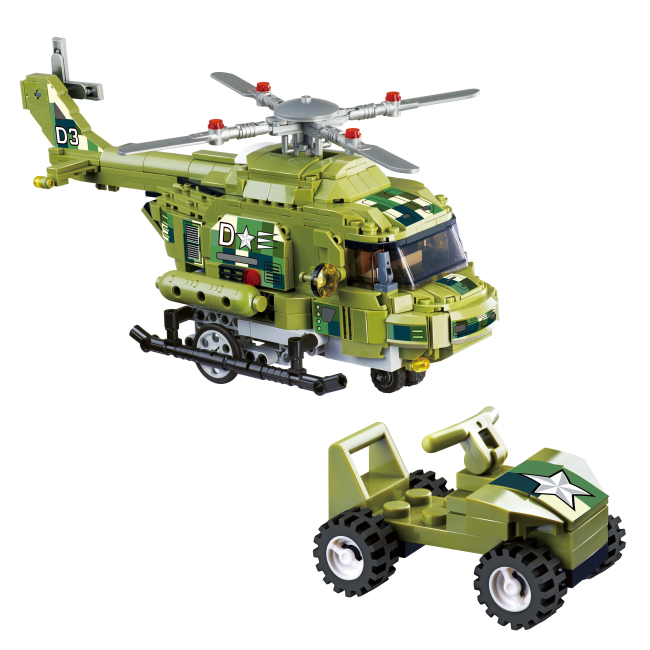Конструкторы с уникальными деталями - Конструктор Wise block Военный вертолет делюкс на радиоуправлении (EU389802)#2