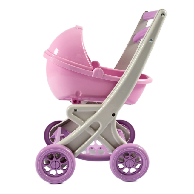 Транспорт и питомцы - Тележка для куклы Doloni с люлькой серо-розовая (0121/04)#2