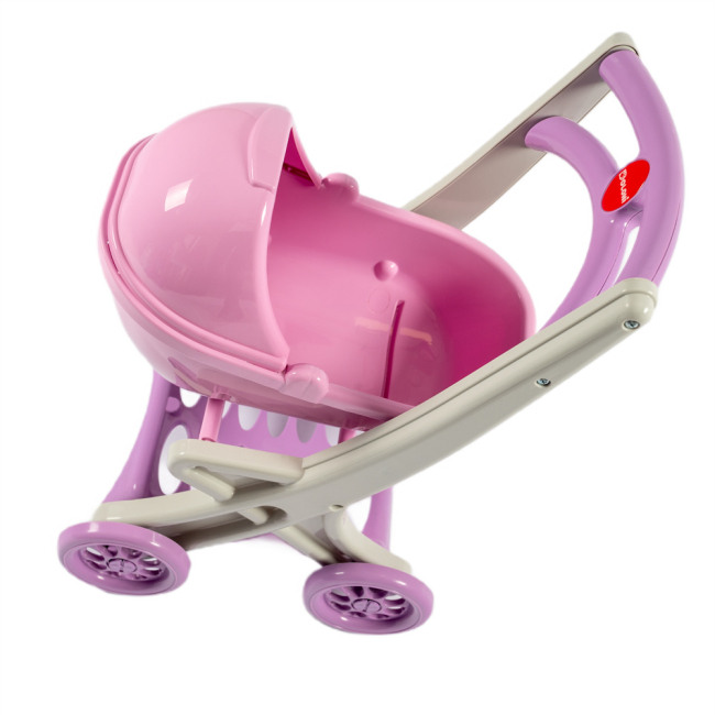 Транспорт и питомцы - Тележка для куклы Doloni с люлькой серо-розовая (0121/04)#4