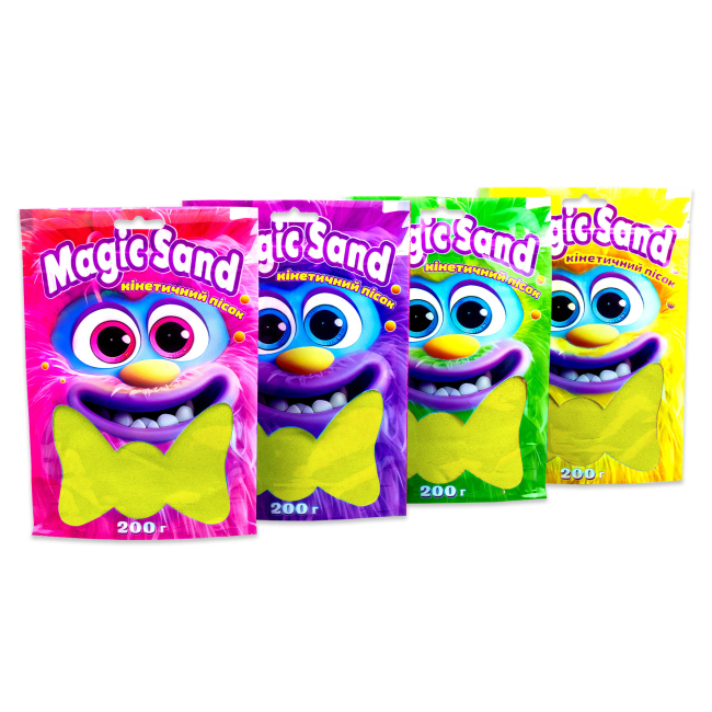 Антистрес іграшки - Кінетичний пісок Strateg Magic san жовтий 200 грамів (39401-5)#4