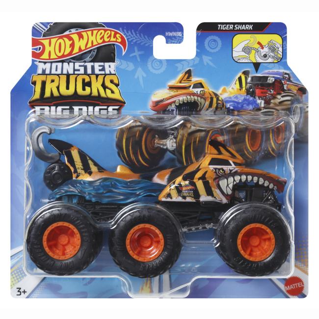 Автомоделі - Автомодель Hot Wheels Monster Trucks Супер-тягач Tiger shark (HWN86/1)#4