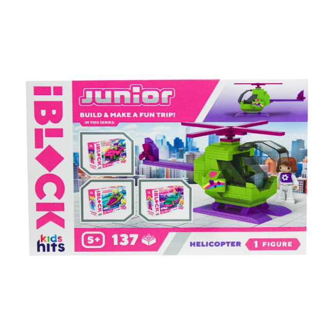 Конструктори з унікальними деталями - Конструктор IBLOCK Junior Kids hits Вертоліт 137 деталей (KH08/012/03)#3