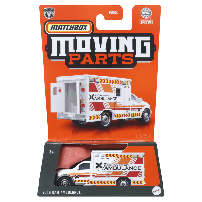 Транспорт і спецтехніка - Швидка допомога Matchbox Moving parts 2016 Ram Ambulance (FWD28/HVN01)#3