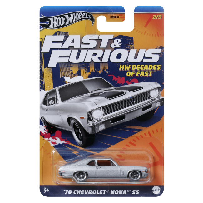 Автомоделі - Автомодель Hot Wheels Fast and Furious Форсаж 70 Chevrolet Nova SS срібна (HNR88/HRW42)#3