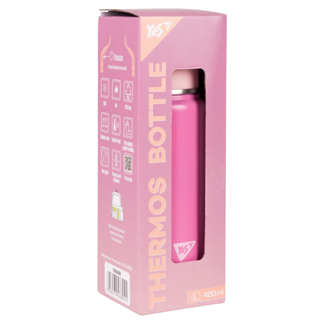 Бутылки для воды - Термоc Yes Fusion розовый с чашкой 420 мл (708208)#8
