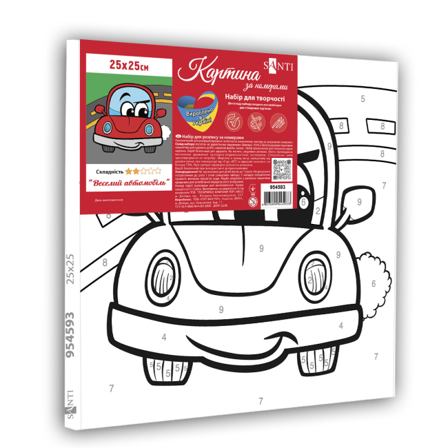 Товары для рисования - Картина по номерам Santi Веселый автомобиль 25 х 25 см (954593)#2