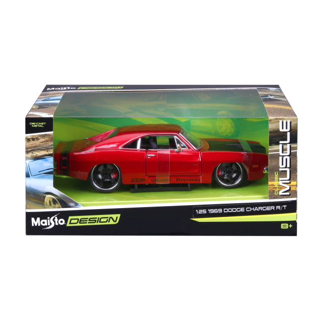 Автомоделі - ​Автомодель Maisto 1969 Dodge Charger R/T (32537 met. red)#6