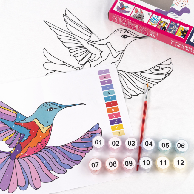 Набори для творчості - Набір для творчості Rosa Talent Футболка-розмальовка Колібрі (N0003802)#3