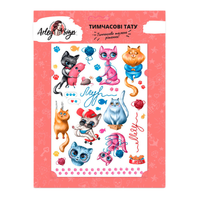 Косметика - Набір тату для тіла Arley Sign Коти-бешкетники (1808)#2