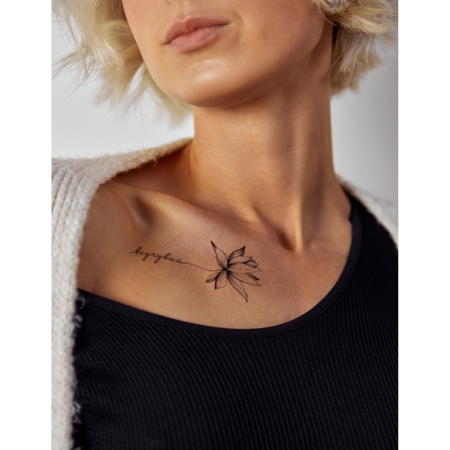 Косметика - Набір тату для тіла Arley Sign Квітка з написом Відчувай (1313s)#4