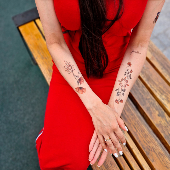 Косметика - Набор тату для тела Arley Sign Акварельный цветок с вышивкой (1706s)#3