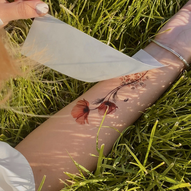 Косметика - Набор тату для тела Arley Sign Акварельный цветок с вышивкой (1706s)#4