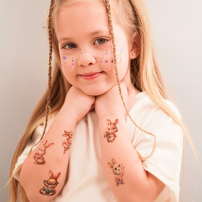 Косметика - Набор тату для тела Arley Sign Розовые зайцы (2106)#2