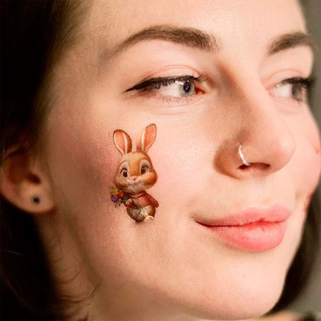 Косметика - Набор тату для тела Arley Sign Розовые зайцы (2106)#3
