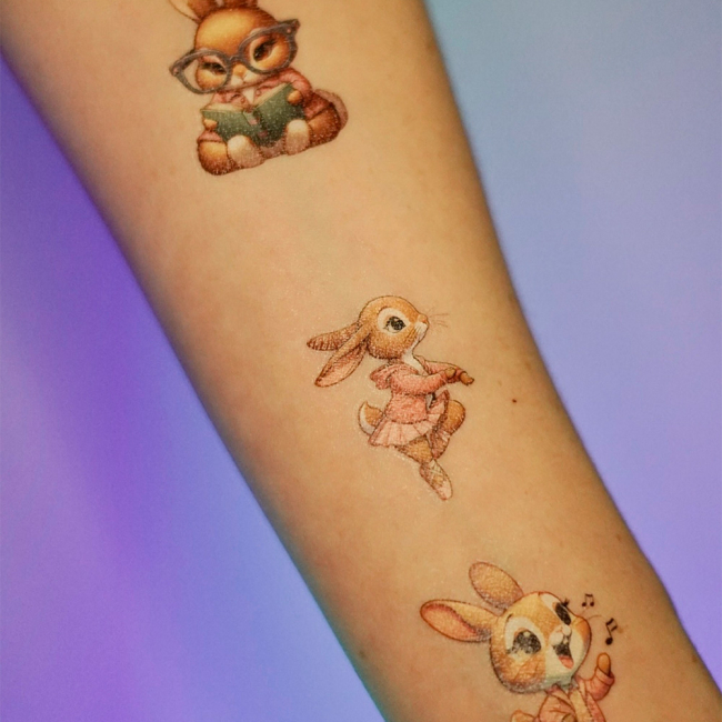 Косметика - Набор тату для тела Arley Sign Розовые зайцы (2106)#5