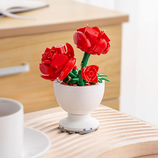 Конструкторы с уникальными деталями - Конструктор Sluban Цветы в горшке Роза (M38-B1077/2)#3