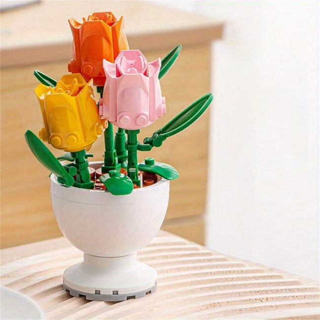 Конструктори з унікальними деталями - Конструктор Sluban Квіти у горщику Тюльпан (M38-B1077/6)#2