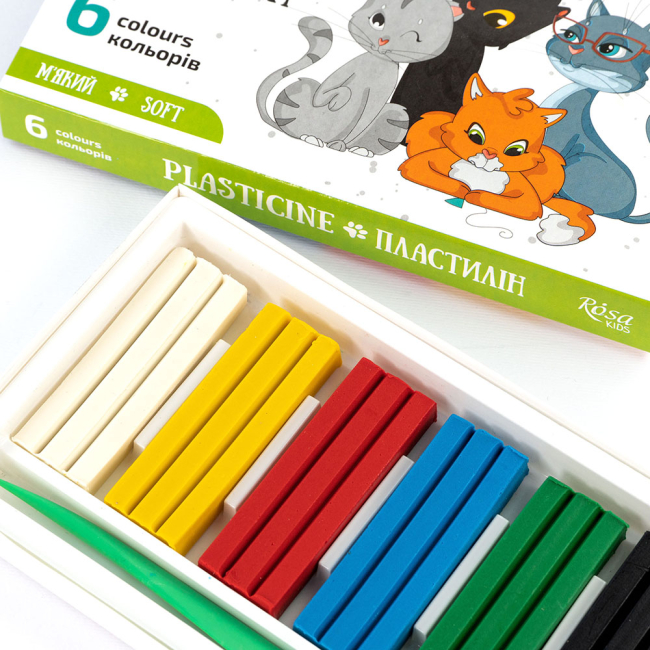 Набори для ліплення - Набір пластиліну ROSA Kids Cats 6 кольорів (302101)#3