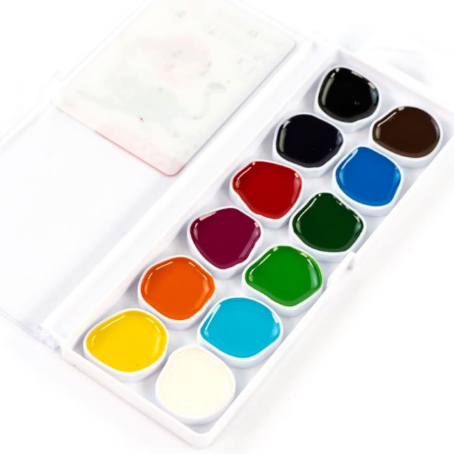 Канцтовары - Набор акварельных красок ROSA Kids Cats with a Boy 12 цветов (301203)#2