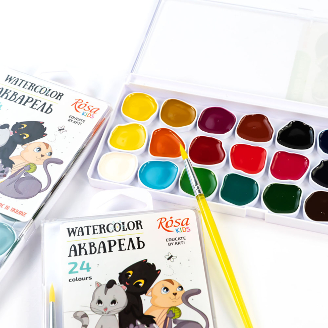Канцтовары - Набор акварельных красок ROSA Kids Cats 24 цвета (301205)#4