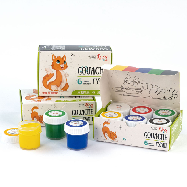 Канцтовары - Набор гуашевых красок ROSA Kids Cats 6 цветов (301101)#5