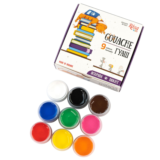Канцтовары - Набор гуашевых красок ROSA Kids Cats 9 цветов (301102)#2