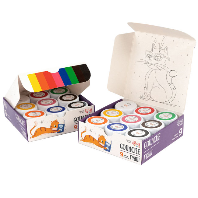 Канцтовары - Набор гуашевых красок ROSA Kids Cats 9 цветов (301102)#3