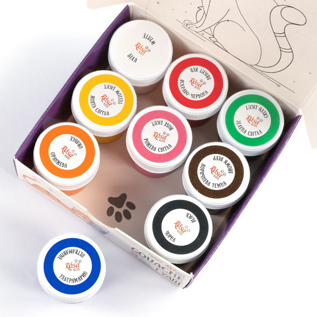 Канцтовары - Набор гуашевых красок ROSA Kids Cats 9 цветов (301102)#4